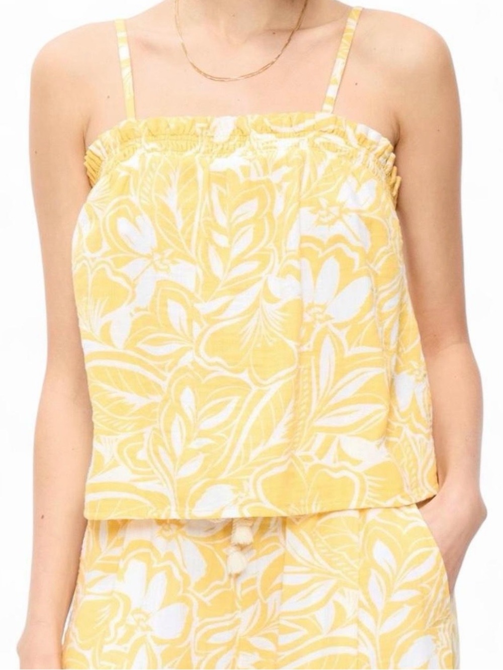 Yellow Floral Spaghetti-Strap Camisole